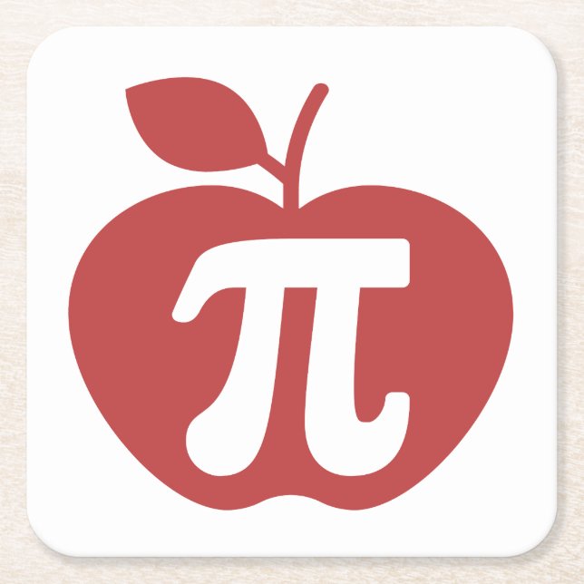 Apple Pi 3,14 Math Pi-dag Underlägg Papper Kvadrat (Framsidan)
