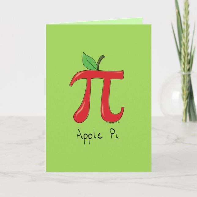 Apple Pi Cute Math Pi Day-hälsningskort Kort (Framsida)