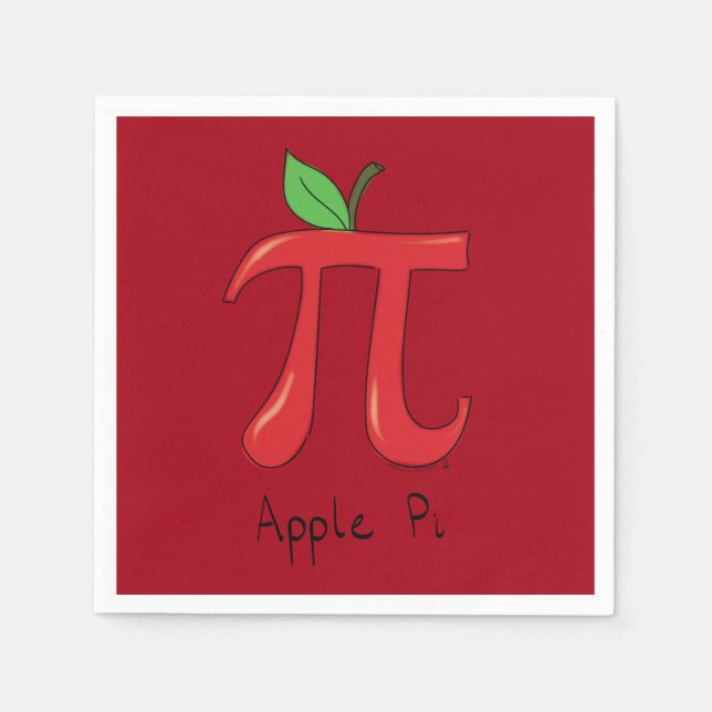 Apple Pi Cute Math Pi Day Party Napkins Pappersservett (Framsidan)