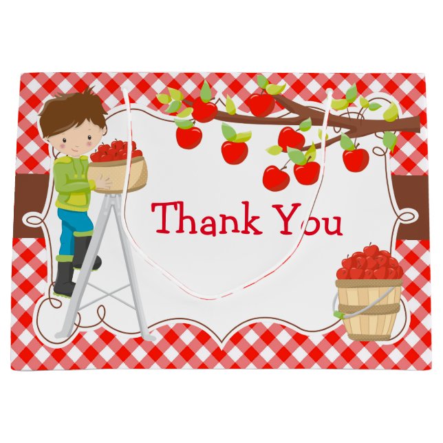 Apple Picking Brunette Boy Födelsedagsfest (Framsidan)