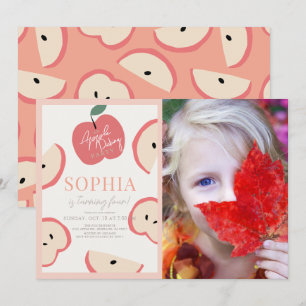 Apple Picking Party Rosa Girl Birthday Photo Inbjudningar