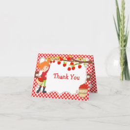 Apple Picking Red Hair Girl Födelsedagsfest Tack Kort