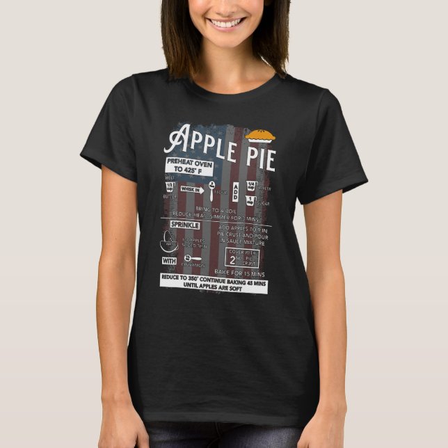 Apple Pie 4th Of July Patriotic American Red White T Shirt (Framsida)