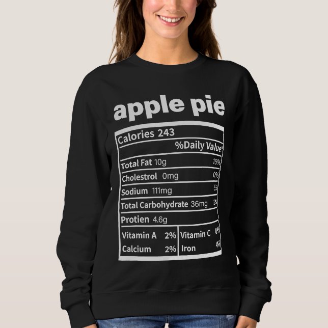Apple Pie Nutrition Facts  Thanksgiving Christmas  T Shirt (Framsida)