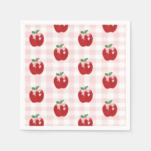 Apple Pink Bow preppy Coquette 1-årsdag Pappersservett