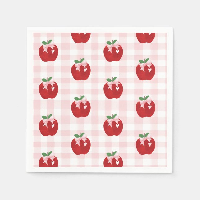 Apple Pink Bow preppy Coquette 1-årsdag Pappersservett (Framsidan)