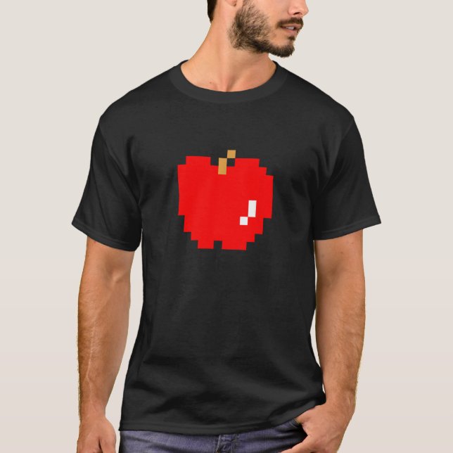 Apple Pixel 8 bit Arcade Video Game Matching Costu T Shirt (Framsida)