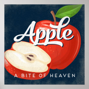 Apple Poster Vintage Fruktetikett Poster