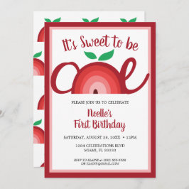 Apple Rainbow, söt att vara en, första födelsedage Inbjudningar