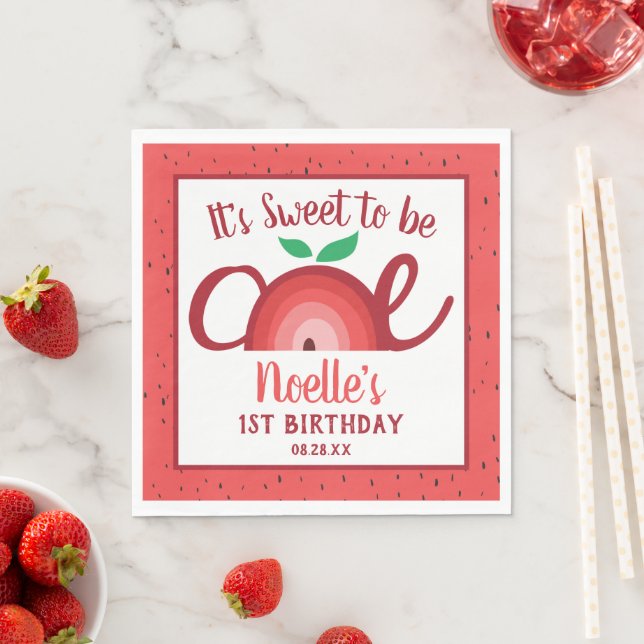 Apple Rainbow, Sweet to be One, 1st Birthday, Red Pappersservett (Insitu)