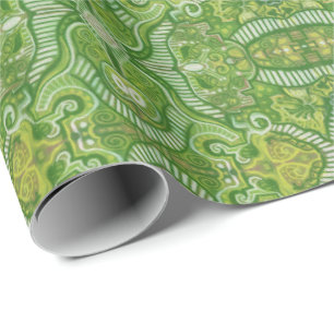Apple Rand Bohemian Arabesque Mönster Chartreuse Presentpapper