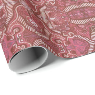 Apple Rand Bohemian Arabesque Mönster Copper Red Presentpapper