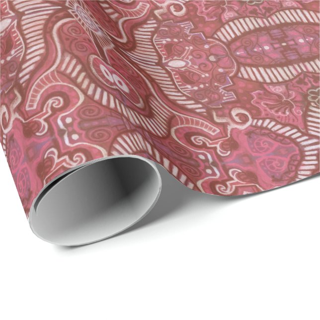 Apple Rand Bohemian Arabesque Mönster Copper Red Presentpapper (Rullad Hörn)