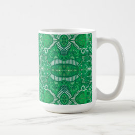 Apple Rand Bohemian Boho Arabesque Mönster Grönt Kaffemugg
