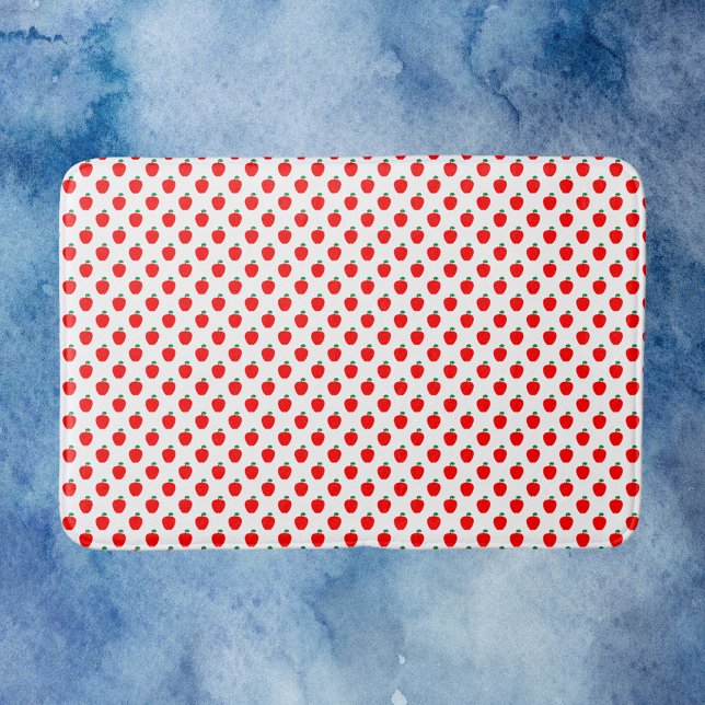 Apple Red Fruit Mönster Badrumsmatta (A bath mat with a red apple pattern)
