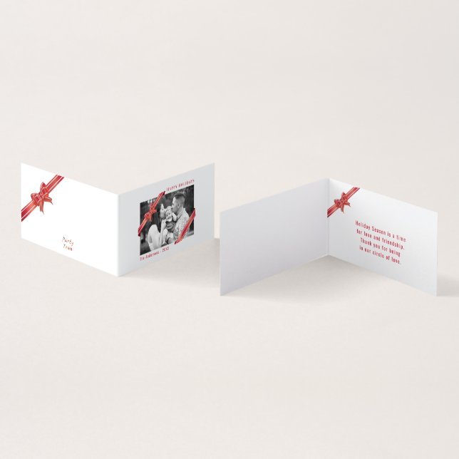 Apple Red Ribbon-julfoto Kort (In- och utsida)
