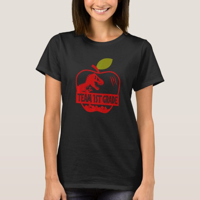 Apple Rex Dinosaur Back To School Team 1st Grade   T Shirt (Framsida)