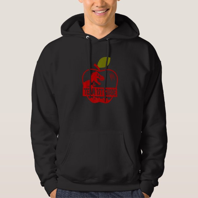 Apple Rex Dinosaur Tillbaka Till Skolan Team 1:a K Hoodie (Framsida)
