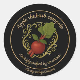 Apple Rhubarb Harmony – Artisan Compote Label Runt Klistermärke