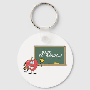 Apple-ring en bell in Front A School Chalk Board Nyckelring