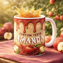 Apple Röd Beige Vintage Förmån | Retro Trädgårdsfe Kaffemugg