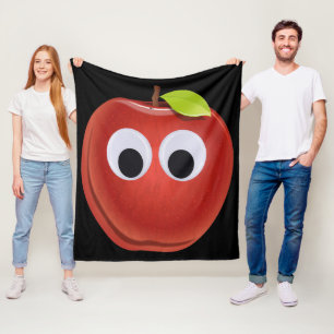Äpple, röd frukt med googly ögon - Personlig Fleecefilt