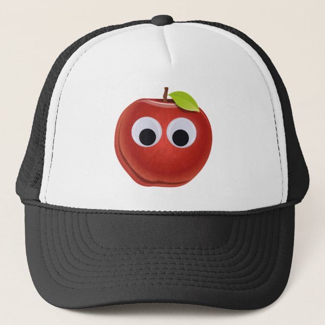 Äpple, röd frukt med googly ögon - Personlig Keps (Framsida)