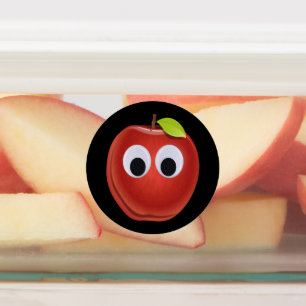 Äpple, röd frukt med googly ögon - Personlig Klistermärke