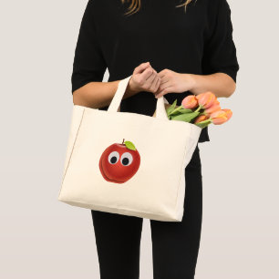 Äpple, röd frukt med googly ögon - Personlig Mini Tygkasse