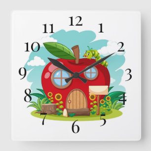Apple School House Fyrkantig Klocka