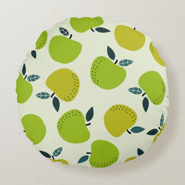 Apple seamless pattern. Fruit theme illustration.a Rund Kudde (Framsidan)
