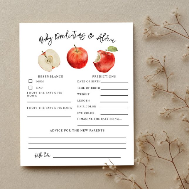 Apple Shower Baby Predictions & Advice Card (Skapare uppladdad)