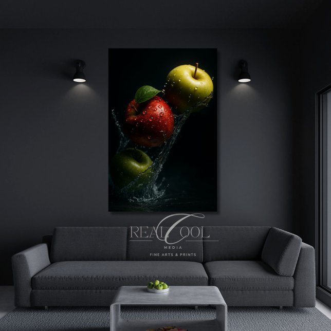 Äpple stänker i vatten – Frukt fotografering Väggk Poster (Skapare uppladdad)