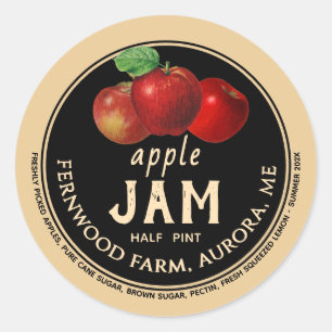 Apple Sylt Sauce Jelly Label Kraft Homemade Runt Klistermärke