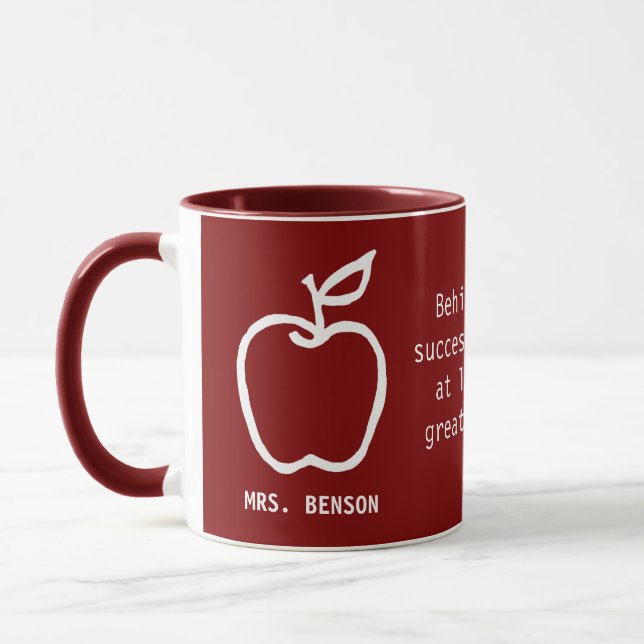 Apple Teacher Appreciation Quote Burgundy Mugg (Vänster)