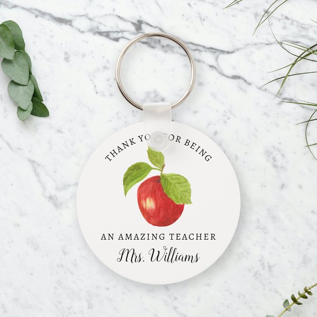 Apple Teacher Apprecision Namn Keychain Gift Nyckelring (Skapare uppladdad)