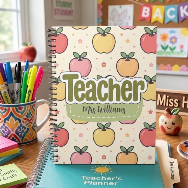Apple Teacher Back to School Anteckningsbok Mönste (Skapare uppladdad)