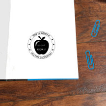 Apple Teacher Bibliotek Wood Art Frimärke