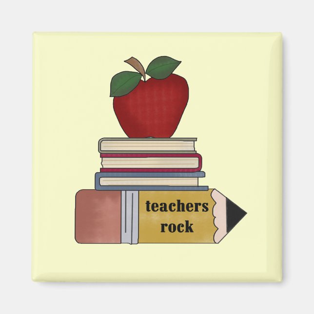 Apple Teacher Sten Tshirts och presenter Magnet (Framsidan)
