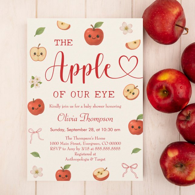 Äpple till min neutrala babyskor i Öga Inbjudningar (Skapare uppladdad)