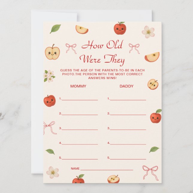 Äpple till min Öga-babymästare hur gammal var de? Inbjudningar (Framsida)