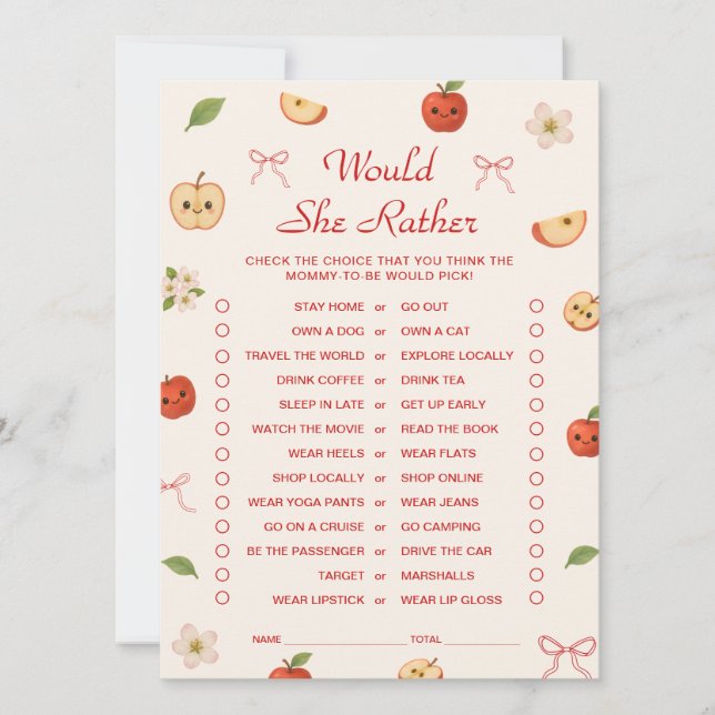 Äpple till min Öga-babyskor, skulle hon hellre lek Inbjudningar (Framsida)