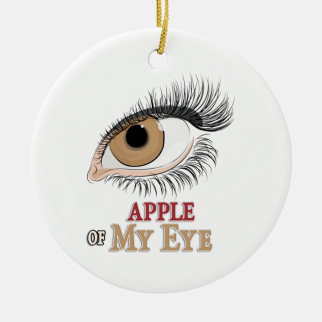 Äpple till min Öga Eyelash Art Julgransprydnad Keramik (Framsidan)