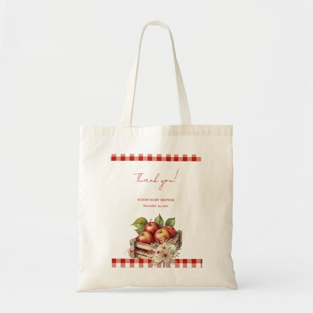Äpple till min öga Red Orchard Baby Shower Tygkasse (Framsidan)