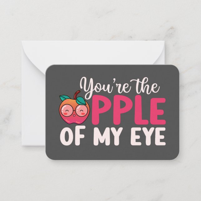 Äpple till min Öga-roman Pun Cute Valentine-dag Anteckningskort (Framsida)