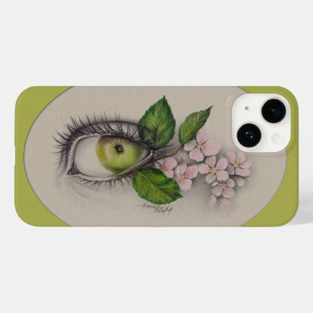 Äpple till min öga Surreal teckning art Grönt (Baksida (horisontell))