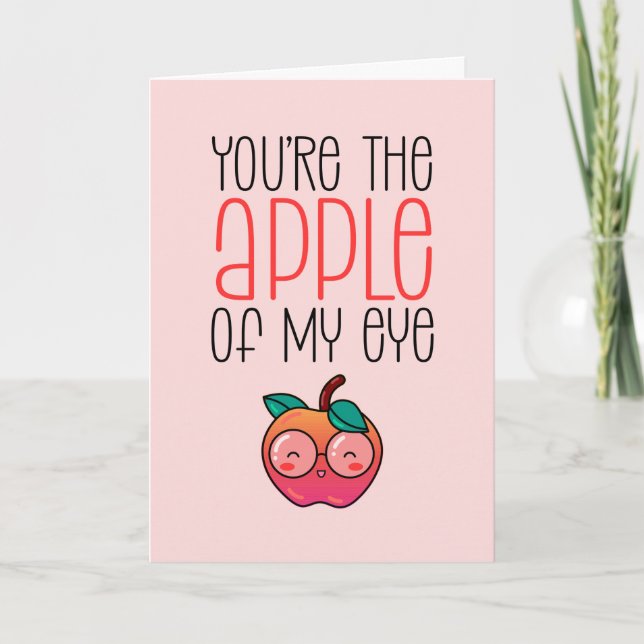 Äpple till Öga Fruit Pun Funny Valentindag Helgkort (Framsida)