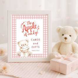 Äpple till Öga Gingham Baby Shower Card and Gifts Poster