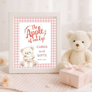 Äpple till Öga Gingham Baby Shower Card and Gifts Poster