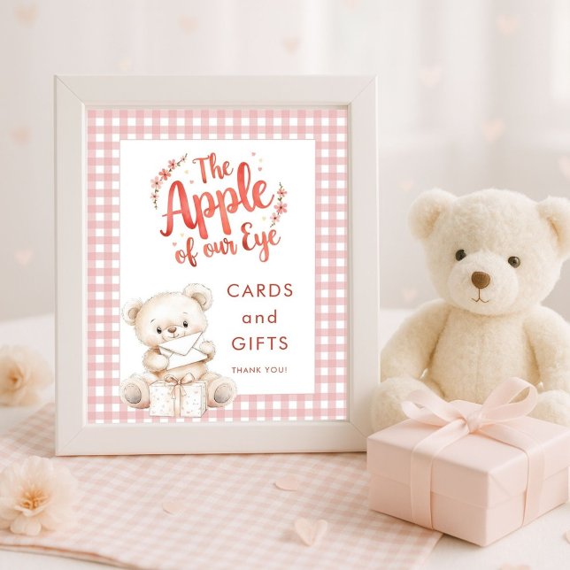 Äpple till Öga Gingham Baby Shower Card and Gifts Poster (Skapare uppladdad)